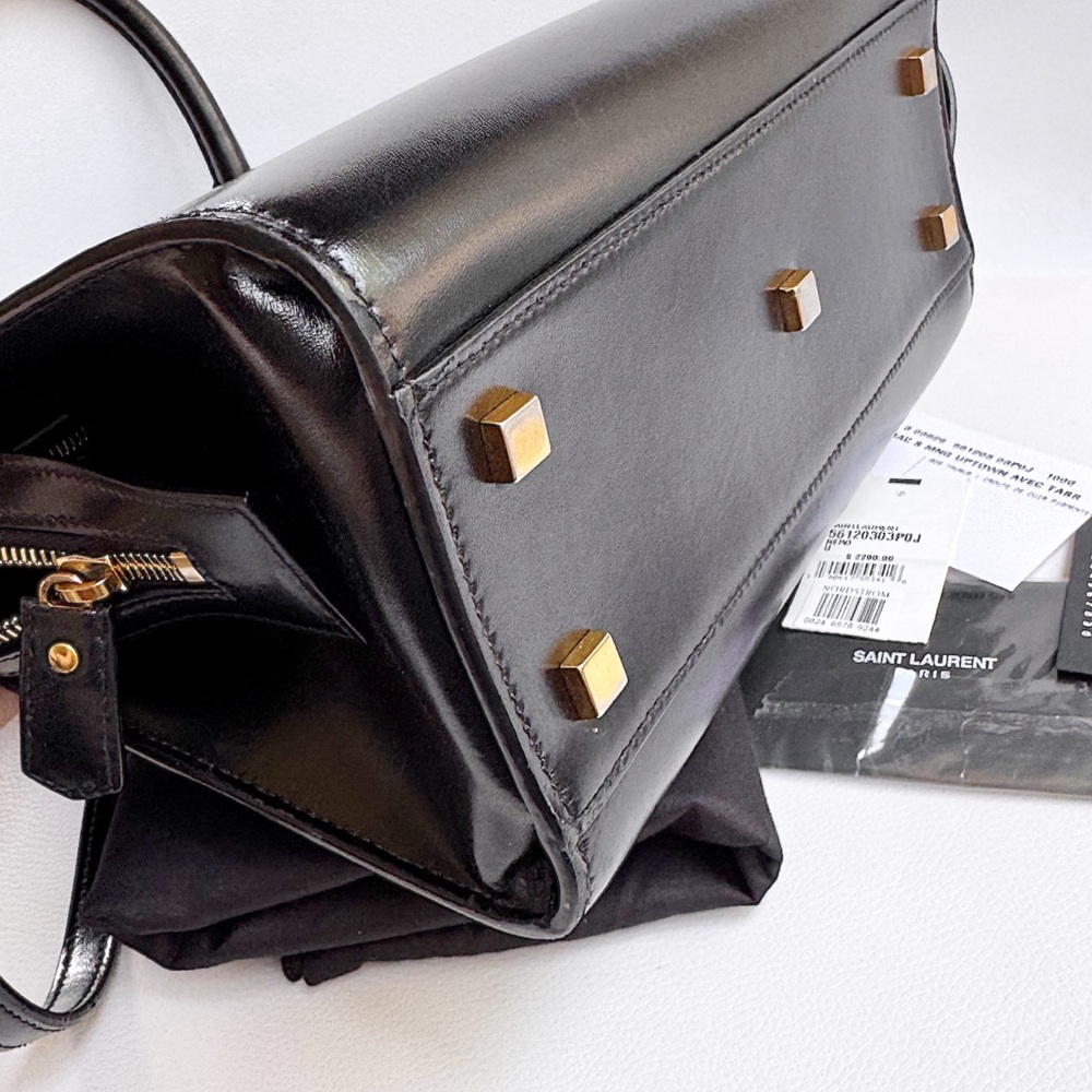 SOLD❤️Saint Laurent YSL Uptown Small Black Monogram Top Handle Bag + Clutch - Picture 11 of 16
